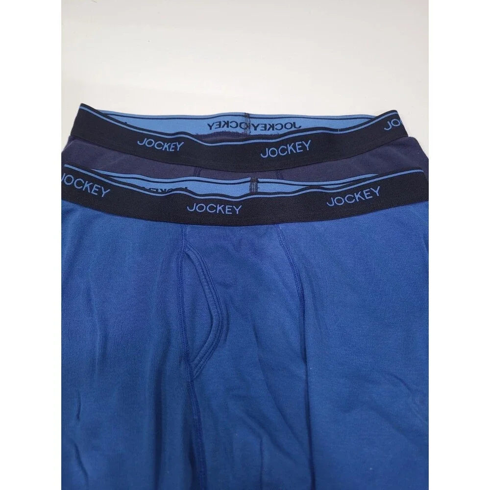 2 Jockey Men's Staycool Brief Boxer Shorts Size Medium Blue Cotton Logo B26